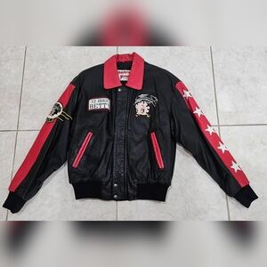 VINTAGE Betty Boop womens Biker Leather Jacket.